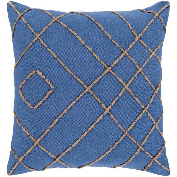 Kelby Navy & Tan Hand Embroidered Poly Fill Throw Pillow (18" x 18") Bed Bath & Beyond 23144425